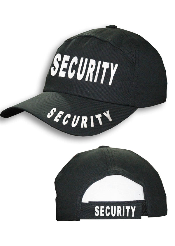 Adult Security Printed Black Baseball Cap-Hat - thefancydress.co.uk