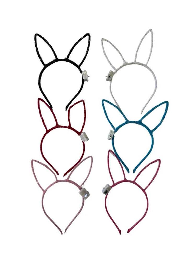 Ladies Light Up Wire Rabbit Ear Party Headband (Random Colour) - thefancydress.co.uk