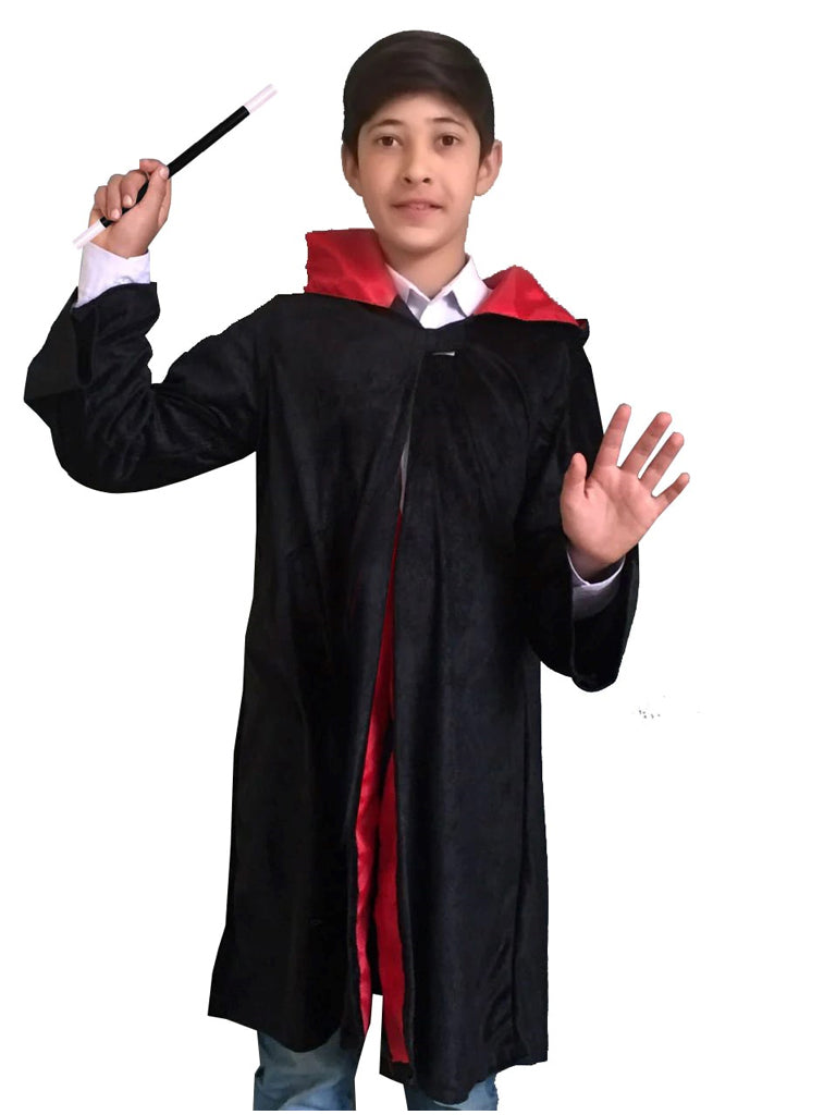 Children's Wizard Boy Black Red Cape