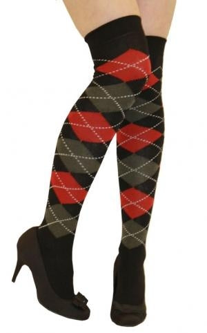 Women Argyle Over The Knees Socks