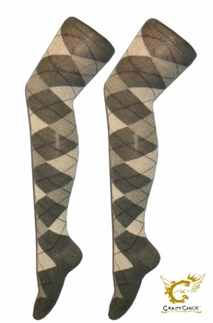 Women Argyle Over The Knees Socks