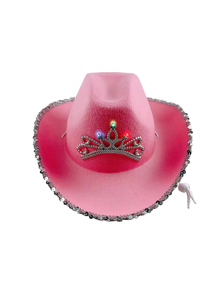 Adult Glitter Edge Light up Tiara Cowboy Hat