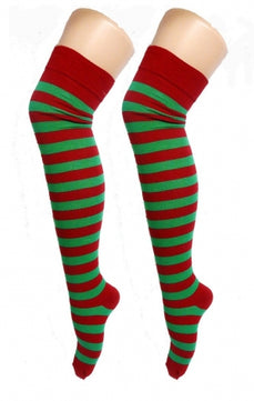 Striped Over The Knee Thigh High Socks