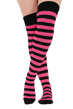 Striped Over The Knee Thigh High Socks