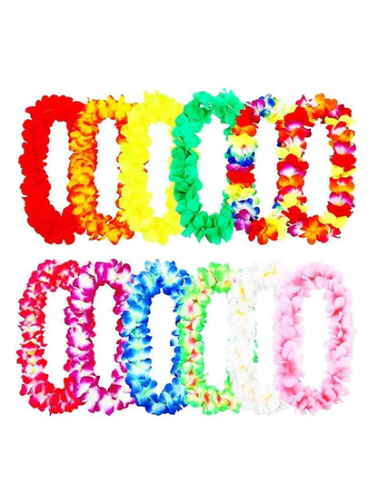 12 Pcs Rainbow Pride Lei Hula Garland (100cm) - thefancydress.co.uk