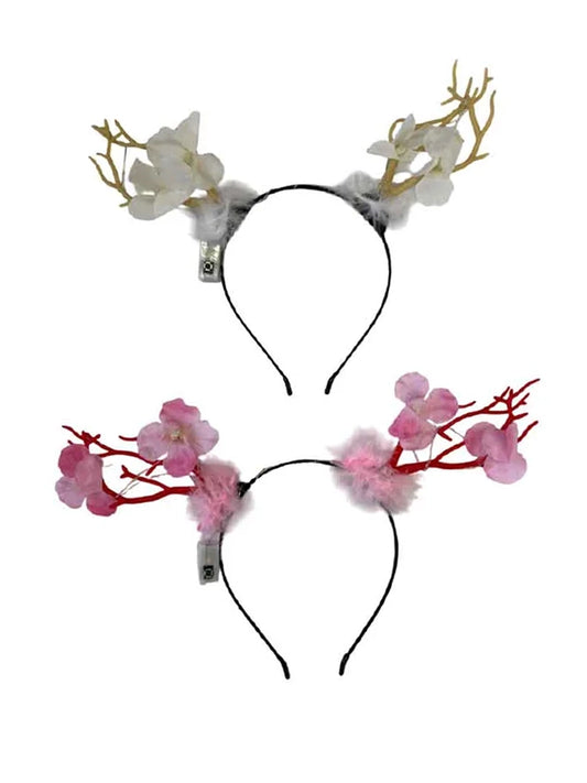 Girls Light Up Flower Antler Headband