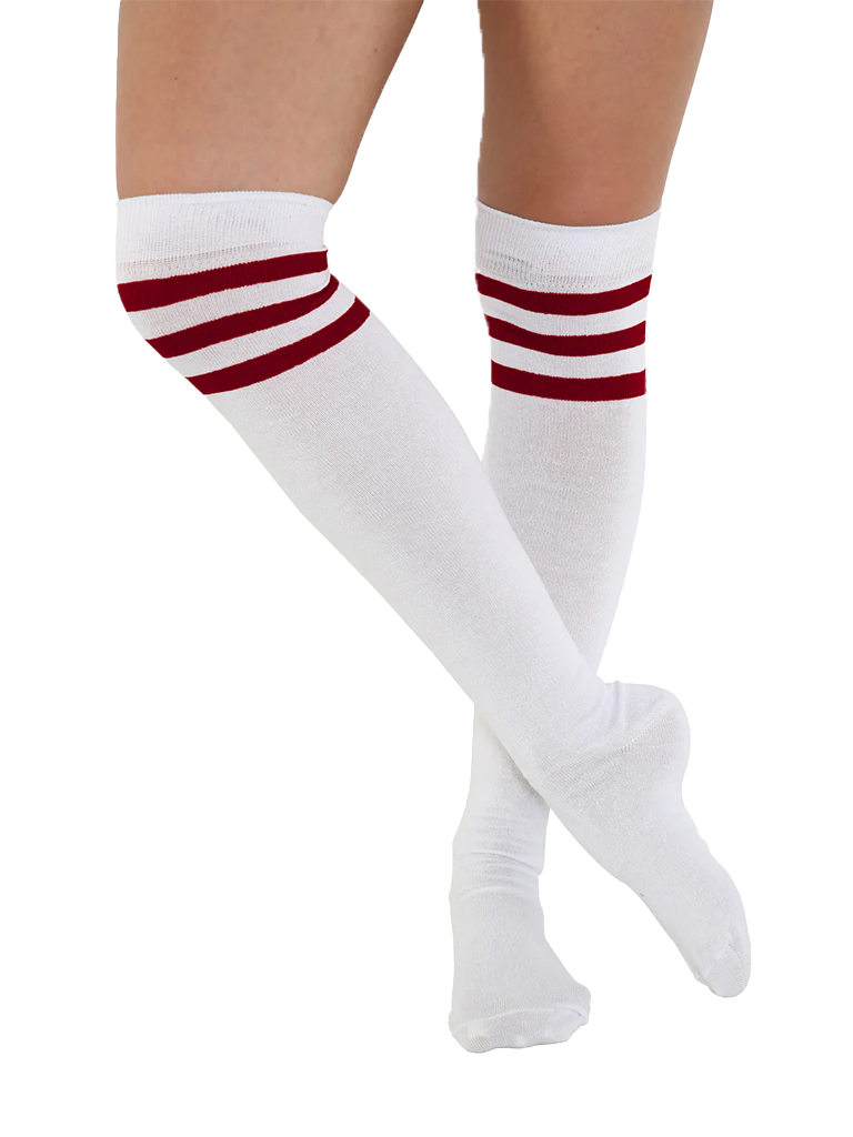 Crazy Chick 3 Stripe Referee OTK Socks