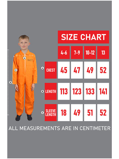 Kid's Orange Prisoner Overall Jumpsuit