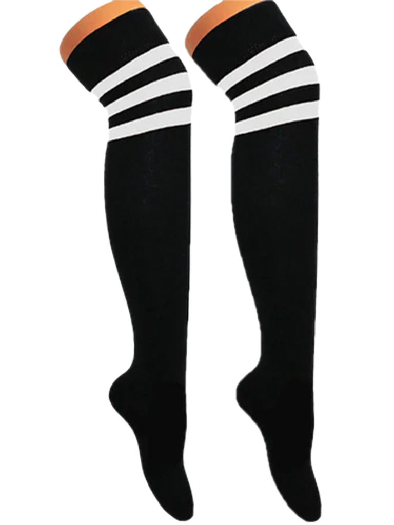 Crazy Chick 3 Stripe Referee OTK Socks