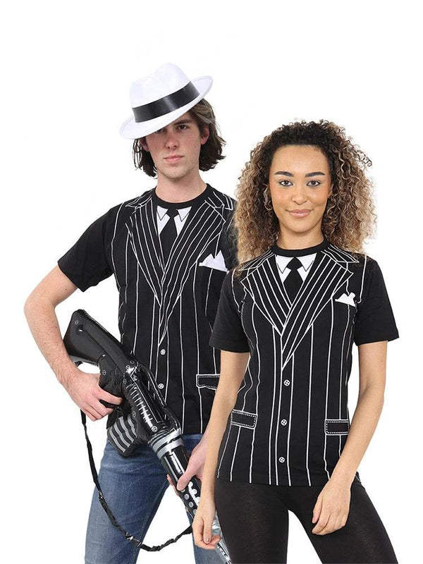 1980s Gangster Printed T-Shirt - thefancydress.co.uk