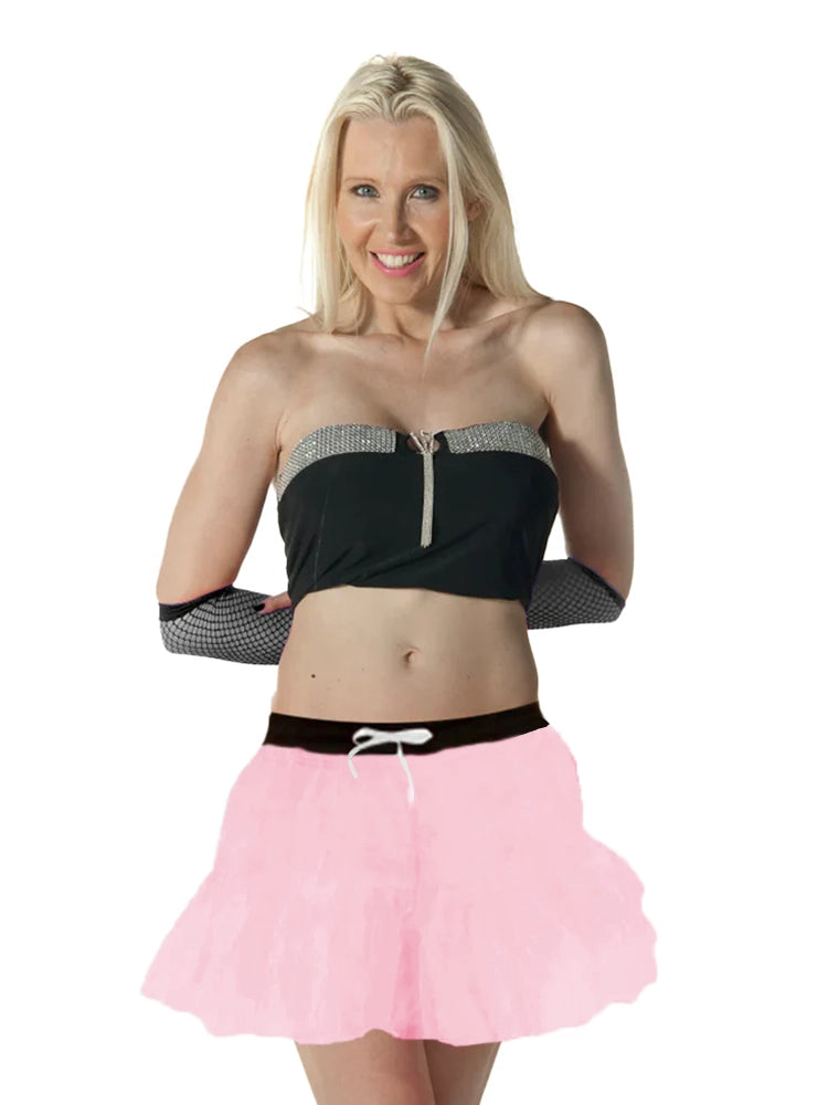 1980s Ladies 2 Layers Neon Tutu Skirts baby pink