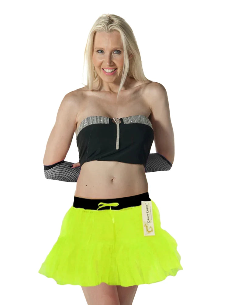 1980s Ladies 2 Layers Neon Tutu Skirts yellow