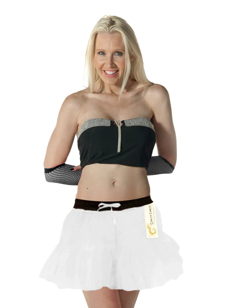 1980s Ladies 2 Layers Neon Tutu Skirts white