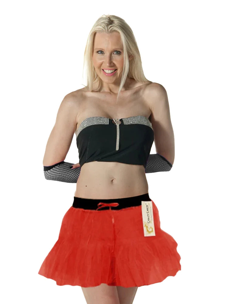 1980s Ladies 2 Layers Neon Tutu Skirts red