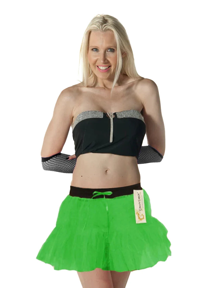 1980s Ladies 2 Layers Neon Tutu Skirts green