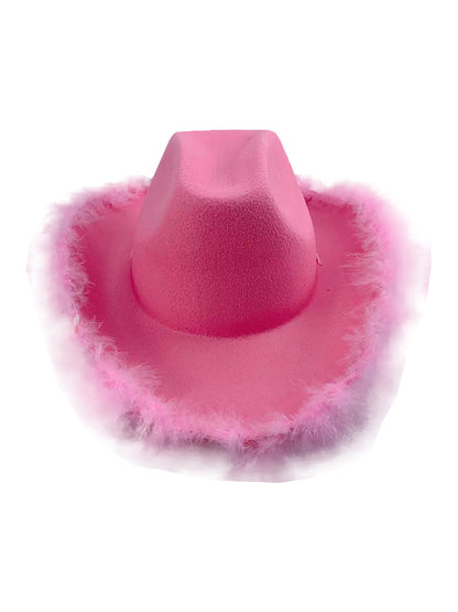 Adult Wild West Cowboy Hat With Feather Trim