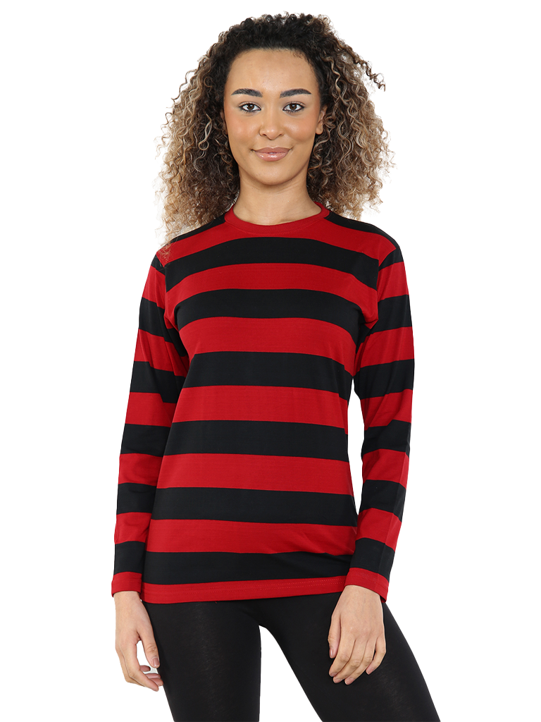 Unisex Red and Black Stripe TShirt Full Sleeve