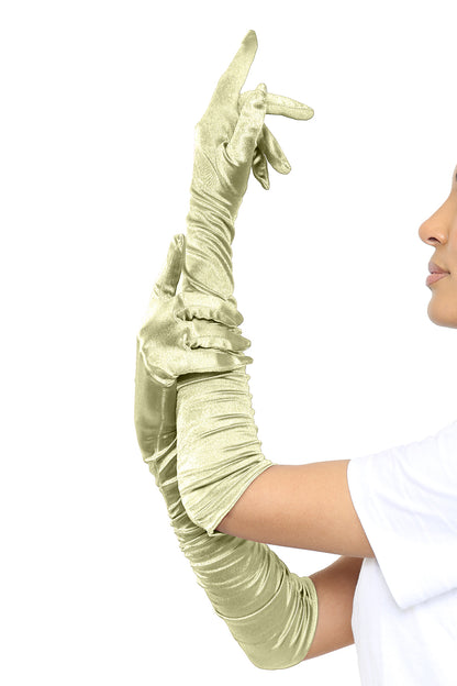 Satin Ruched Top Long Gloves