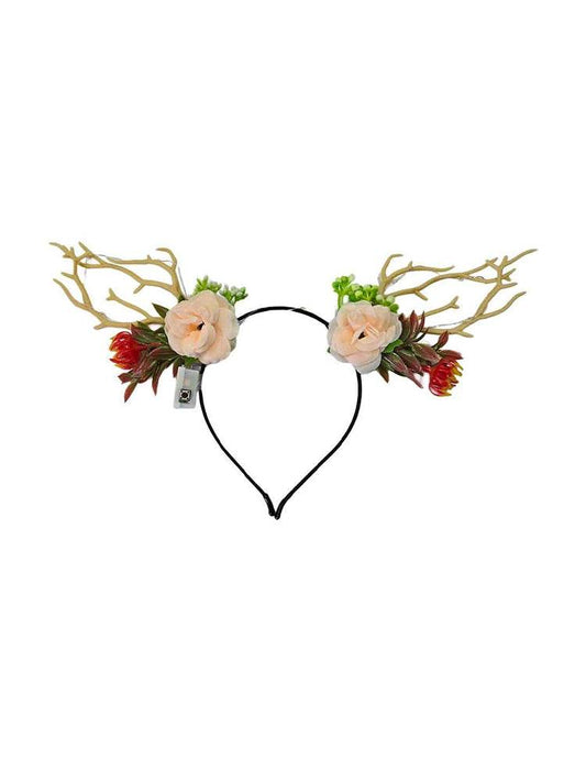 Light Up Rose Antler Headbands - thefancydress.co.uk