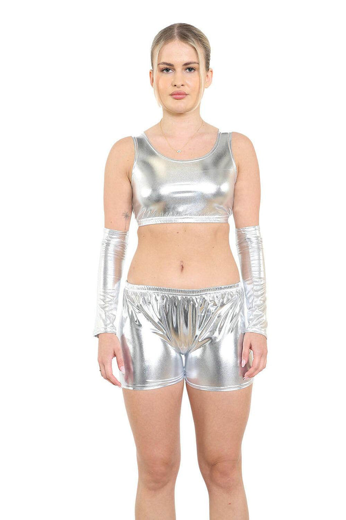 Women Metallic Arm Warmer - thefancydress.co.uk