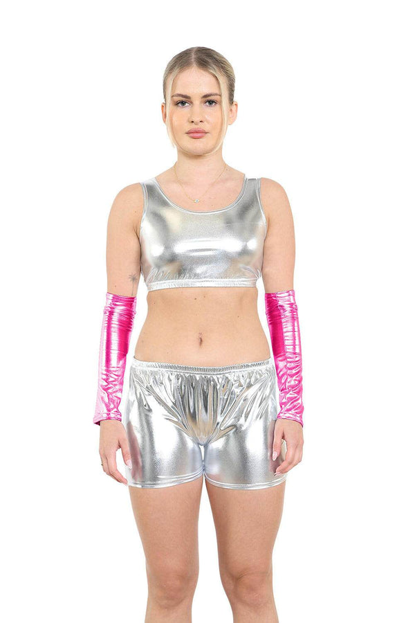 Women Metallic Arm Warmer - thefancydress.co.uk