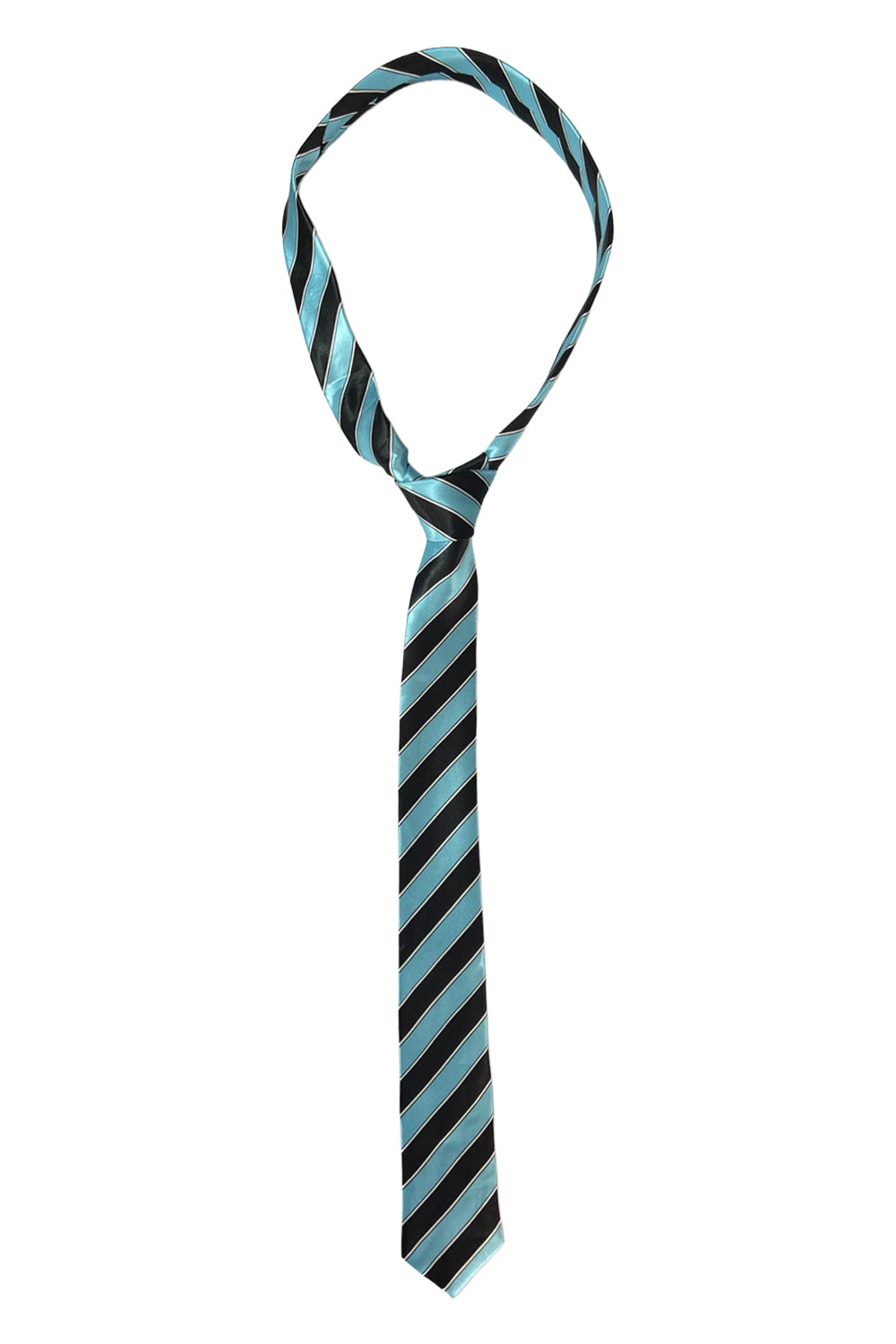 Black and Turquoise Striped Neck Tie
