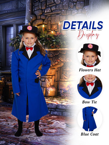 3 Piece Girls Victorian Nanny Dress Up Costume Set