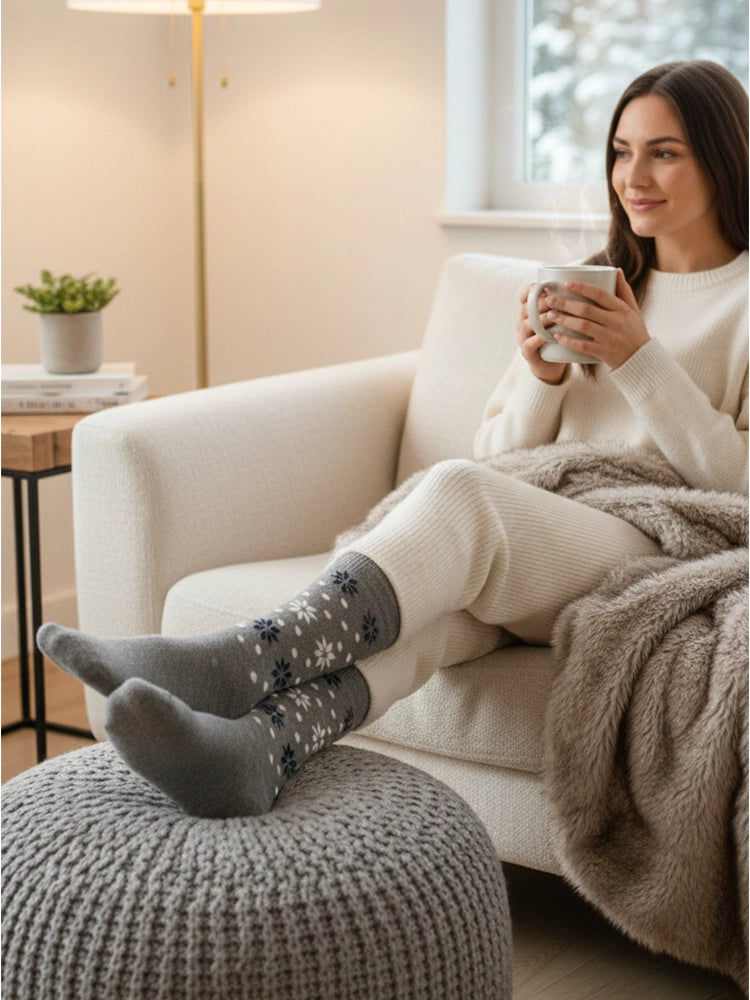 Ladies Thermal Snowflake Winter Socks 3 Pack