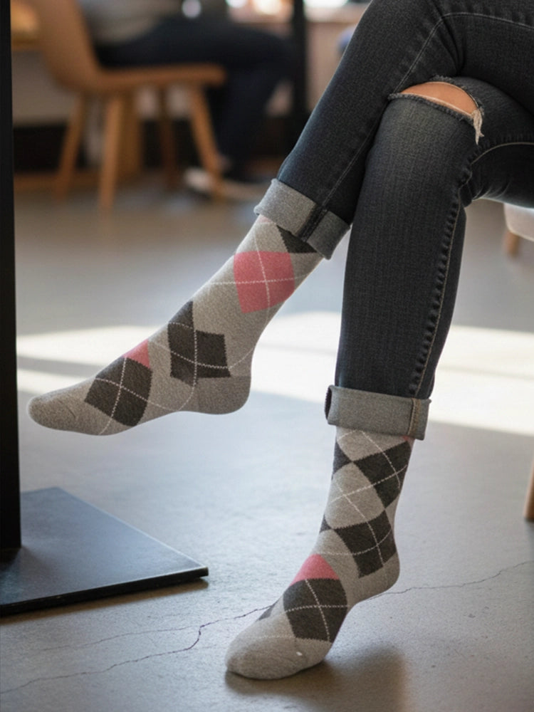 Ladies Classic Argyle Patterned Socks 3 Pack