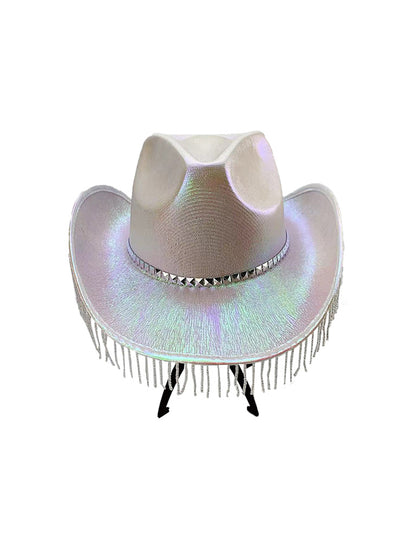 Adult Glitter Rhinestone Fringe Cowboy Hat For Music Festival 