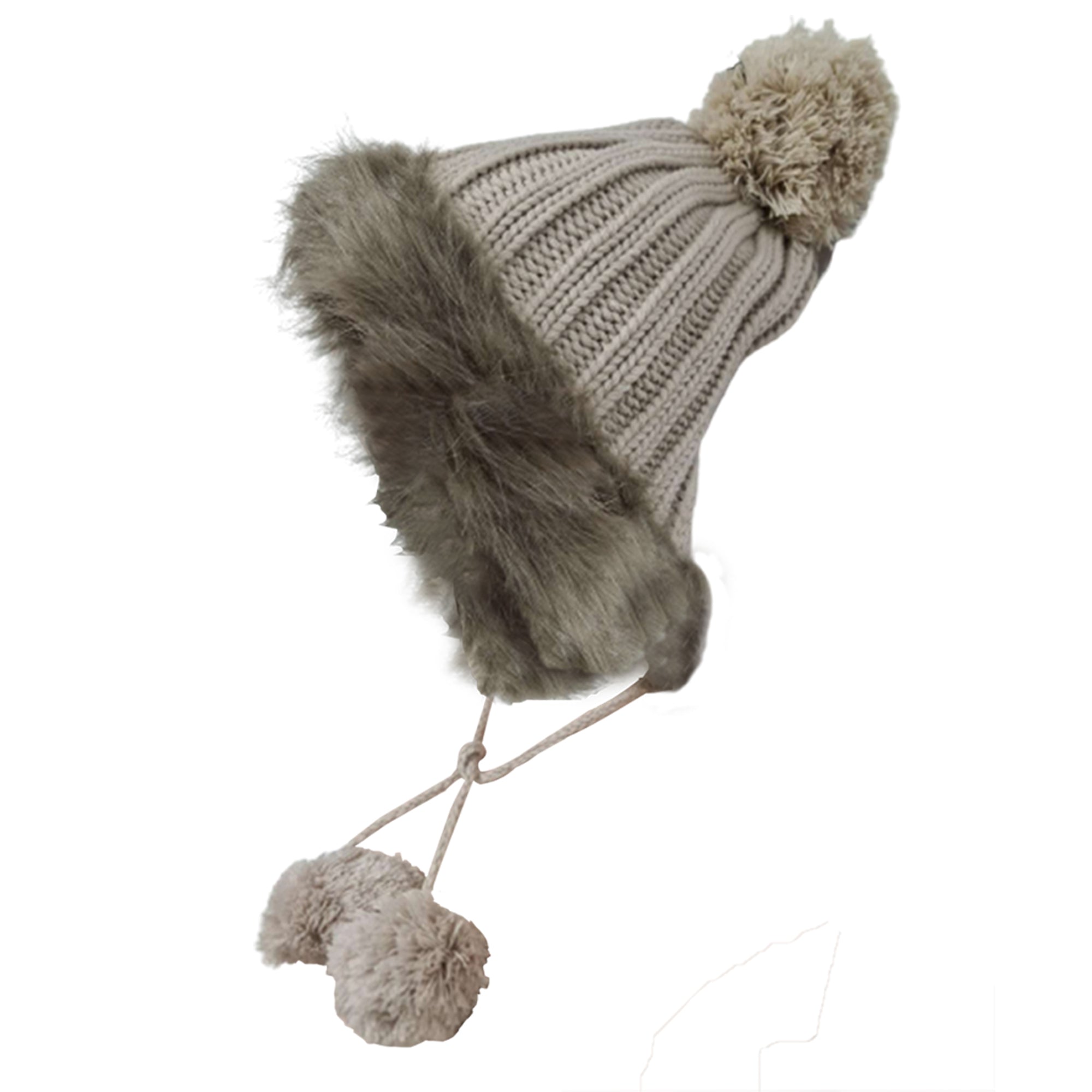 Adults Fur Winter Hat Knitted Ear Flaps