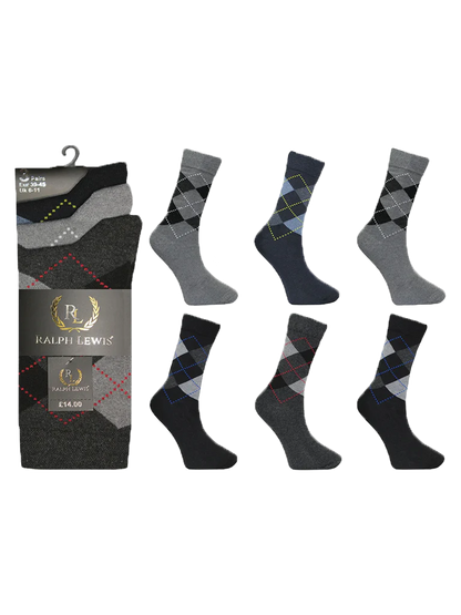 Men's Active Star Bright Argyle diamond Cotton Socks