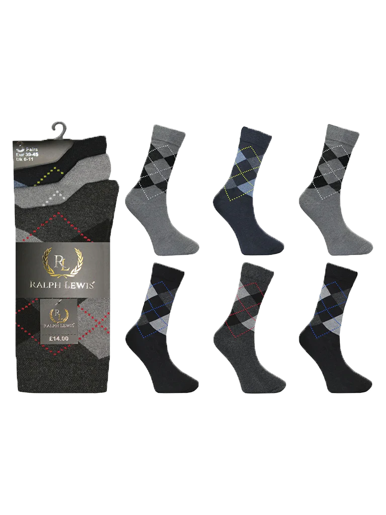 Men's Active Star Bright Argyle diamond Cotton Socks