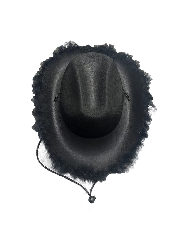 Adult Wild West Cowboy Hat With Feather Trim