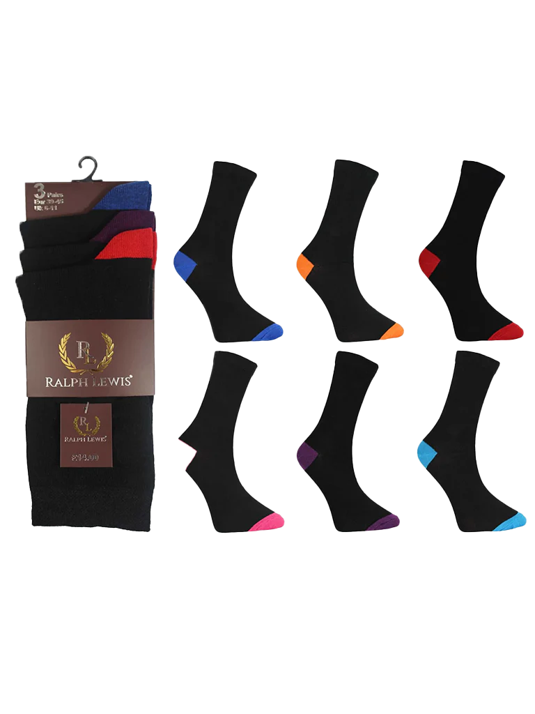 Active Star Assorted Colour Heel and Toe Cotton Socks {Assorted Colour}