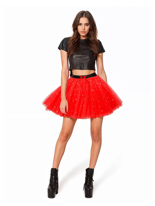 Adult 3 Layer Sequin Tutu Skirt Ballet Dance Wear red