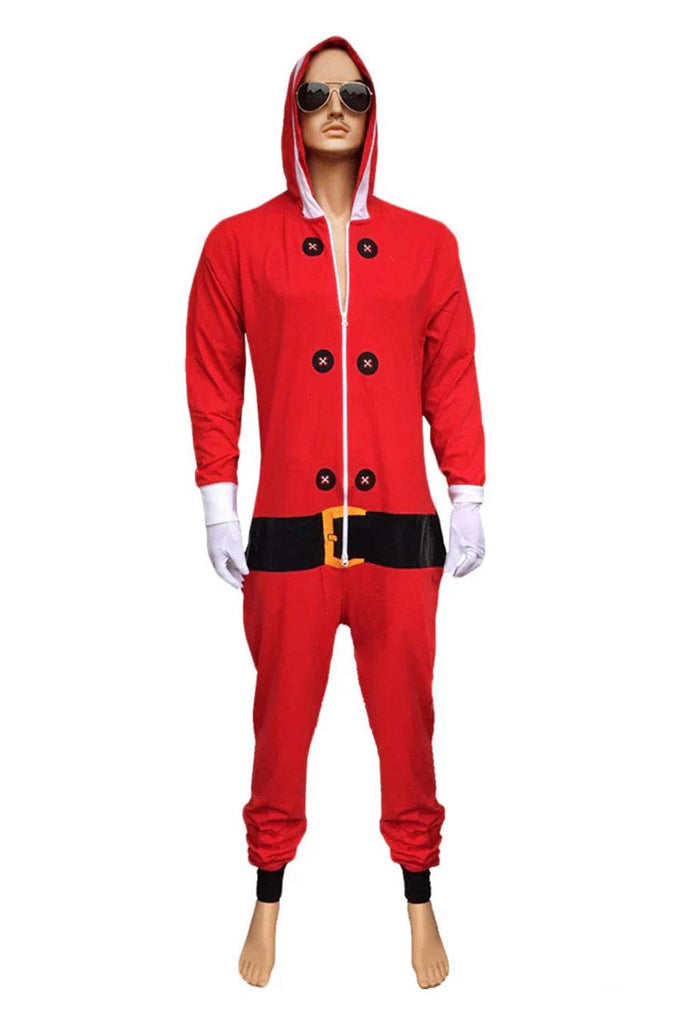 Men's Red Santa Onesie Costume - thefancydress.co.uk