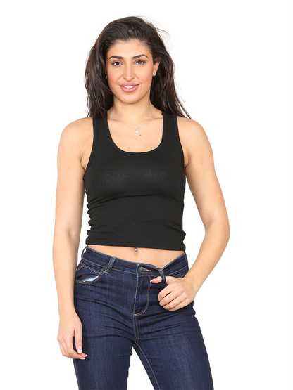 Adult Black Cotton Sleeveless Crop Top