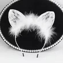 Girls Light Up Lace Bunny Ear Headband - thefancydress.co.uk