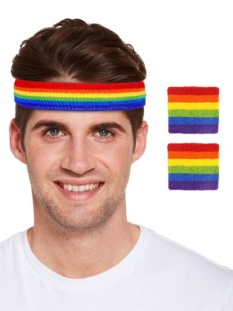 Rainbow Headband With Wristbands Set