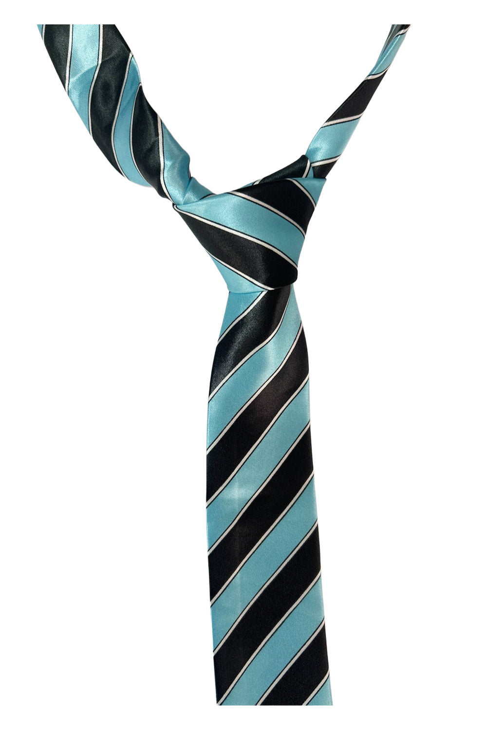 Black and Turquoise Striped Neck Tie