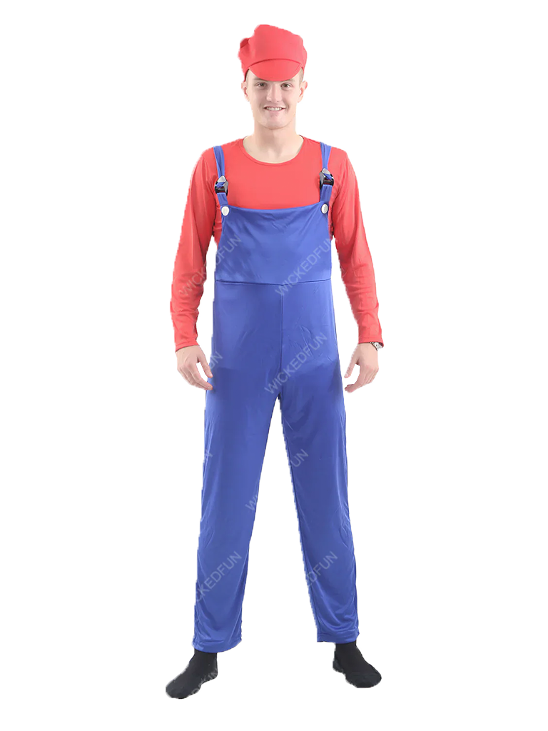 Plumber Bro Red/Blue Costume for Mens