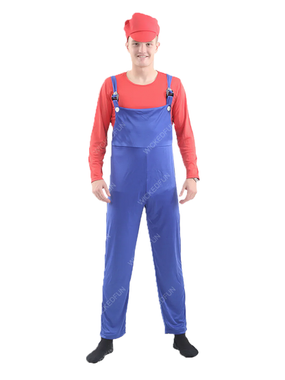 Plumber Bro Red/Blue Costume for Mens