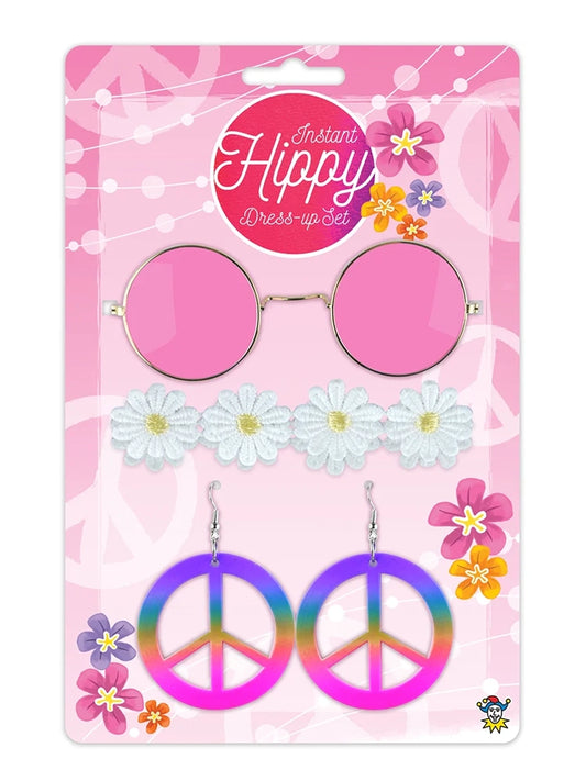 3 PC Ladies 50's Instant Hippie Fancy Dress Set