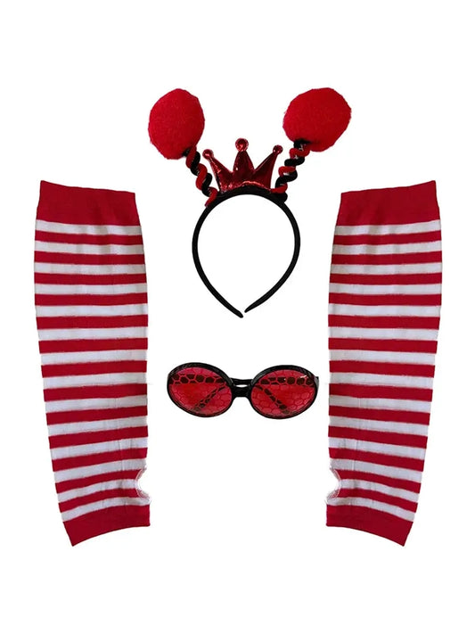 3 PCS Animal Ladybug & Honey Bee Costume Accessories Set for Kids & Adults red