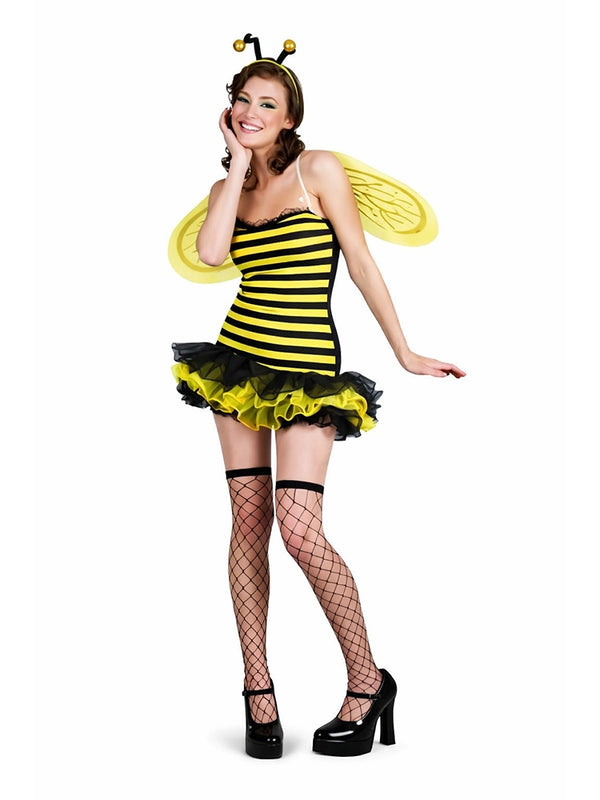 3PC Women’s Honey Bee Costume Set – Dress, Wings & Headpiece