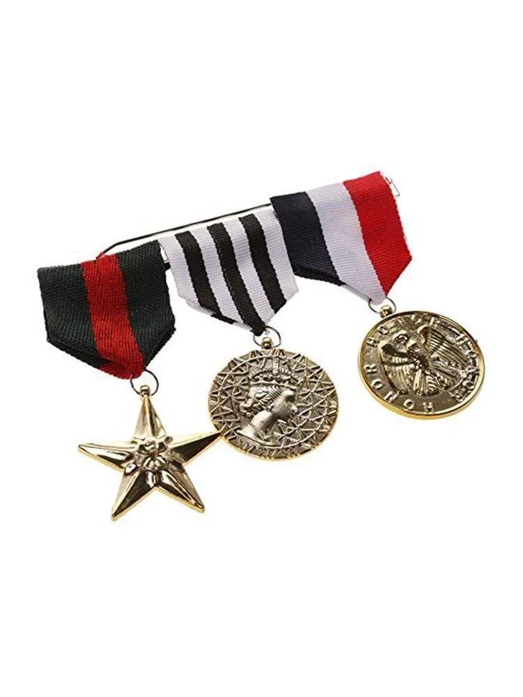3Pc Military Officer Medal Set for Soldier Coat & Uniform - thefancydress.co.uk
