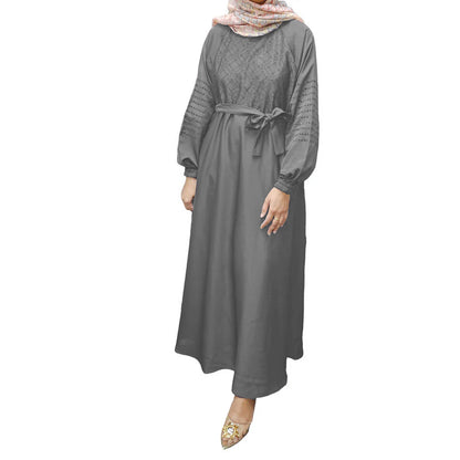 Women's Muslim Abaya Dress Flowy Maxi Embroidered Gown