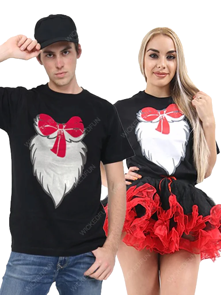 Adult Couple Crazy Cat Printed Black T-Shirt