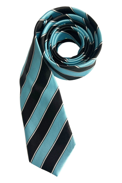 Black and Turquoise Striped Neck Tie